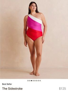 summersalt One-Shoulder Colorblock Swimsuit - White, Pink, Red